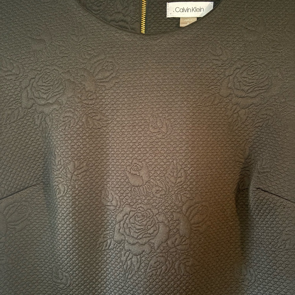 Calvin Klein Black Textured Rose Sheath Dress - Picture 4 of 6